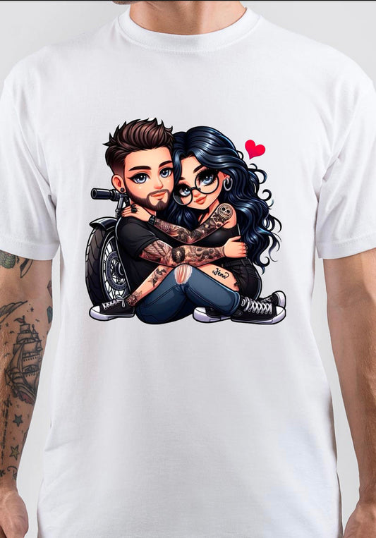 Couple Bonnet T-Shirt, Retro Graphic Tee for Print on Demand Fans