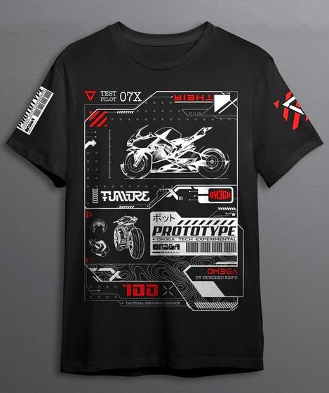Prototype Black T-Shirt, Retro Graphic Tee for Print on Demand Fans
